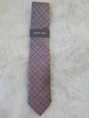 Michael Kors Mens Terry Check Tie Burgundy ONE SIZE